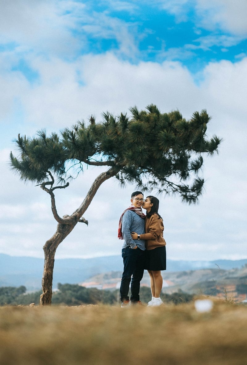 Couple in desert at sunset